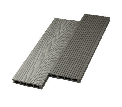 Террасная доска ДПК двусторонняя New 3D тиснение + вельвет Серый от производителя NanoWood по цене 495 р Террасная доска ДПК двусторонняя New 3D тиснение + вельвет Серый от производителя NanoWood по цене 495 р